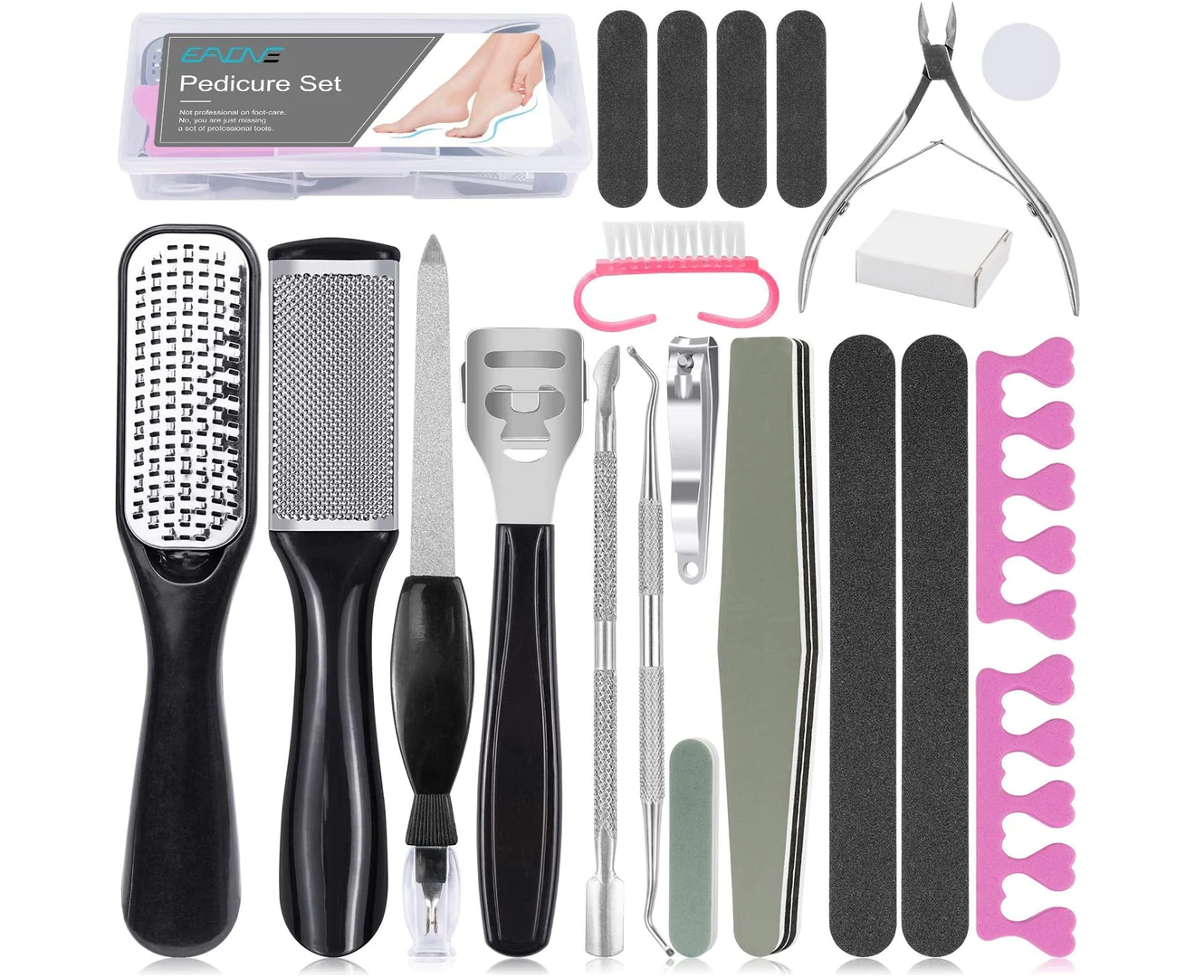 Conjunto de Ferramentas para Pedicure em Preto 21 Peças