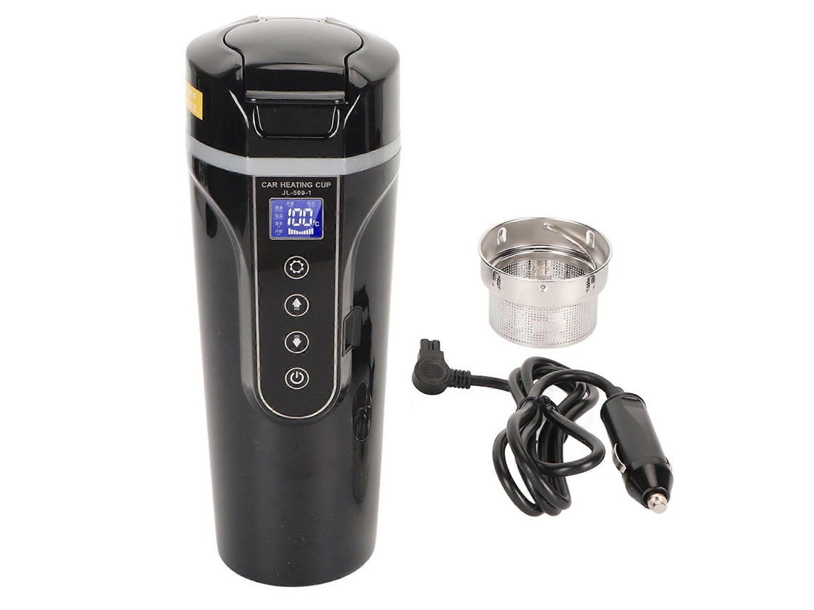 Chaleira elétrica de viagem Slowmoose 500ml com visor de temperatura da água, preta, 96 W, 12 V, 24 V, para chá e café