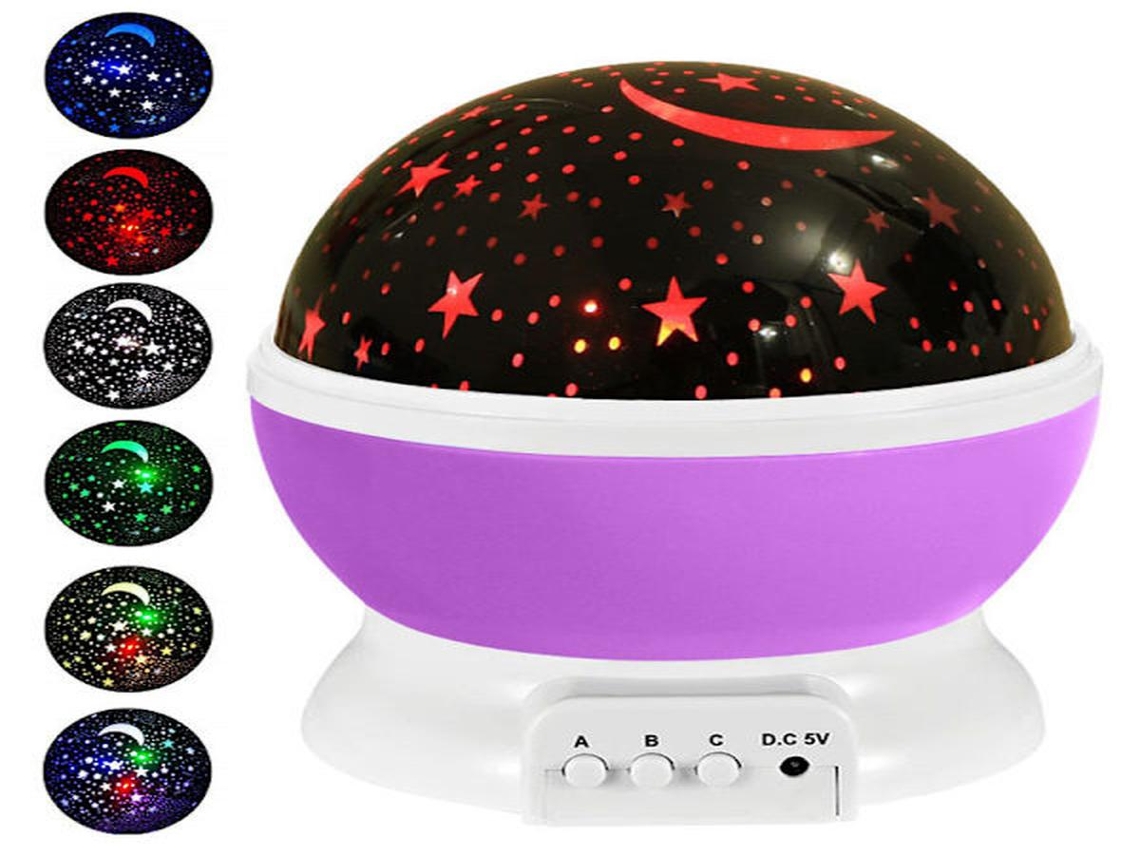 Projetor de estrelas infantil Lurelia 360° com 12 núcleos, USB/Plástico e luz noturna, para festas e presentes.