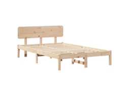 Conjunto 1 Estrutura De Cama De Madeira Vidaxl Castanho Madeira De Pinho Maciça (140 X 190 Cm)