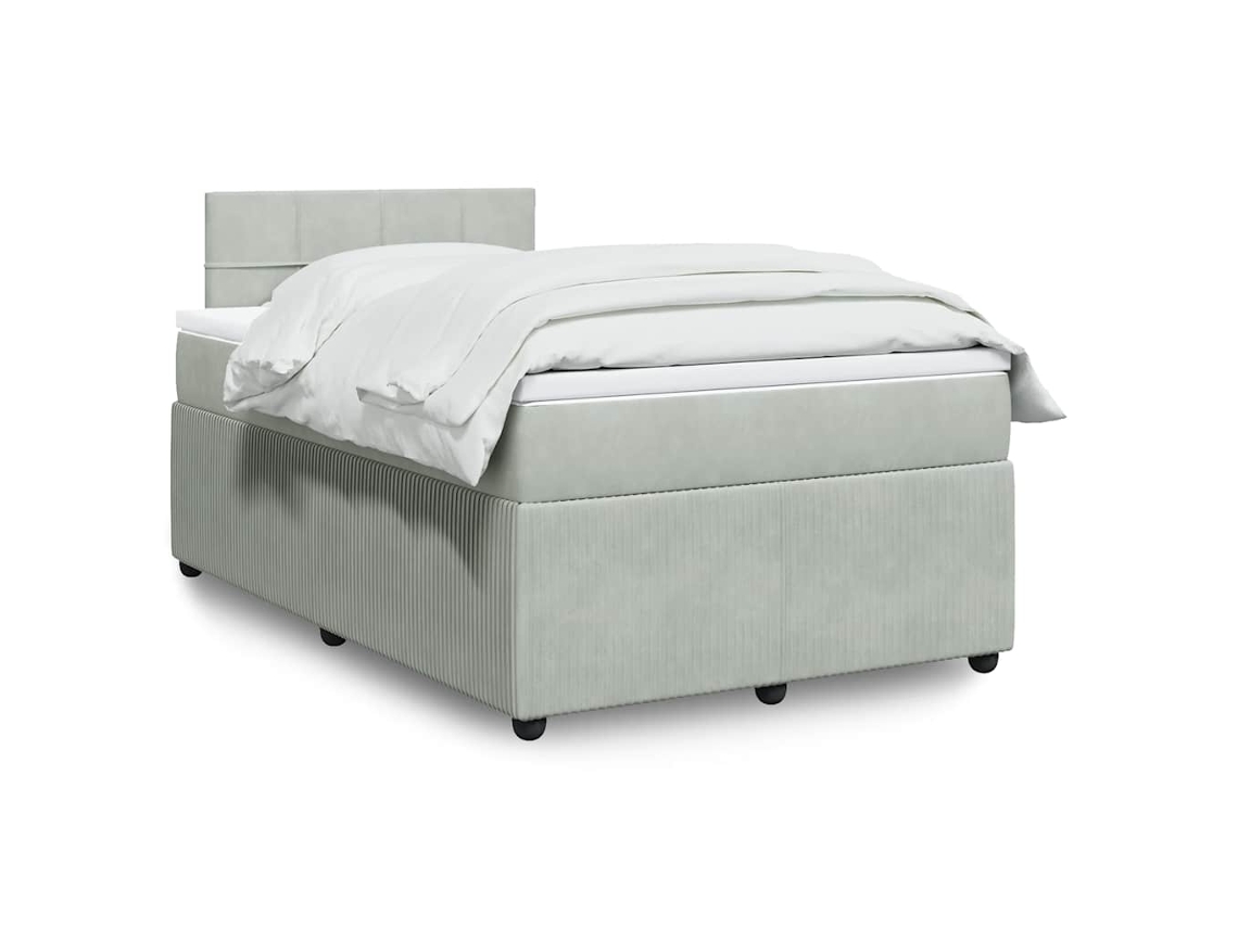 Vidaxl Cama Boxspring Com Colchão 120x190 Cm Veludo Cinzento-claro