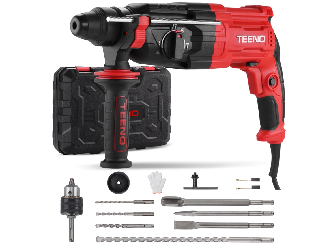 Furadeira Sds Plus com Fio 950w, Impacto 0 1150 Rpm, 5100 Golpes/min, para Concreto, Aço e Madeira TEENO