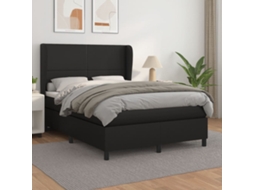 Vidaxl Cama Com Molas/colchão 140x200 Cm Couro Artificial Preto