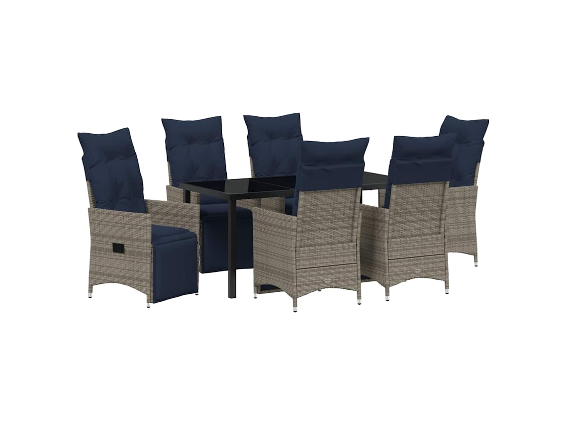 Maison Exclusive - Conjunto De Mesa E Cadeiras 7 Pcs Cinzeto Rattan De Pe