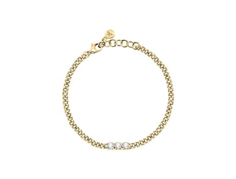 Pulseira Morellato 241813 Aço Amarelo Cristal Branco Elegante Para Mulher