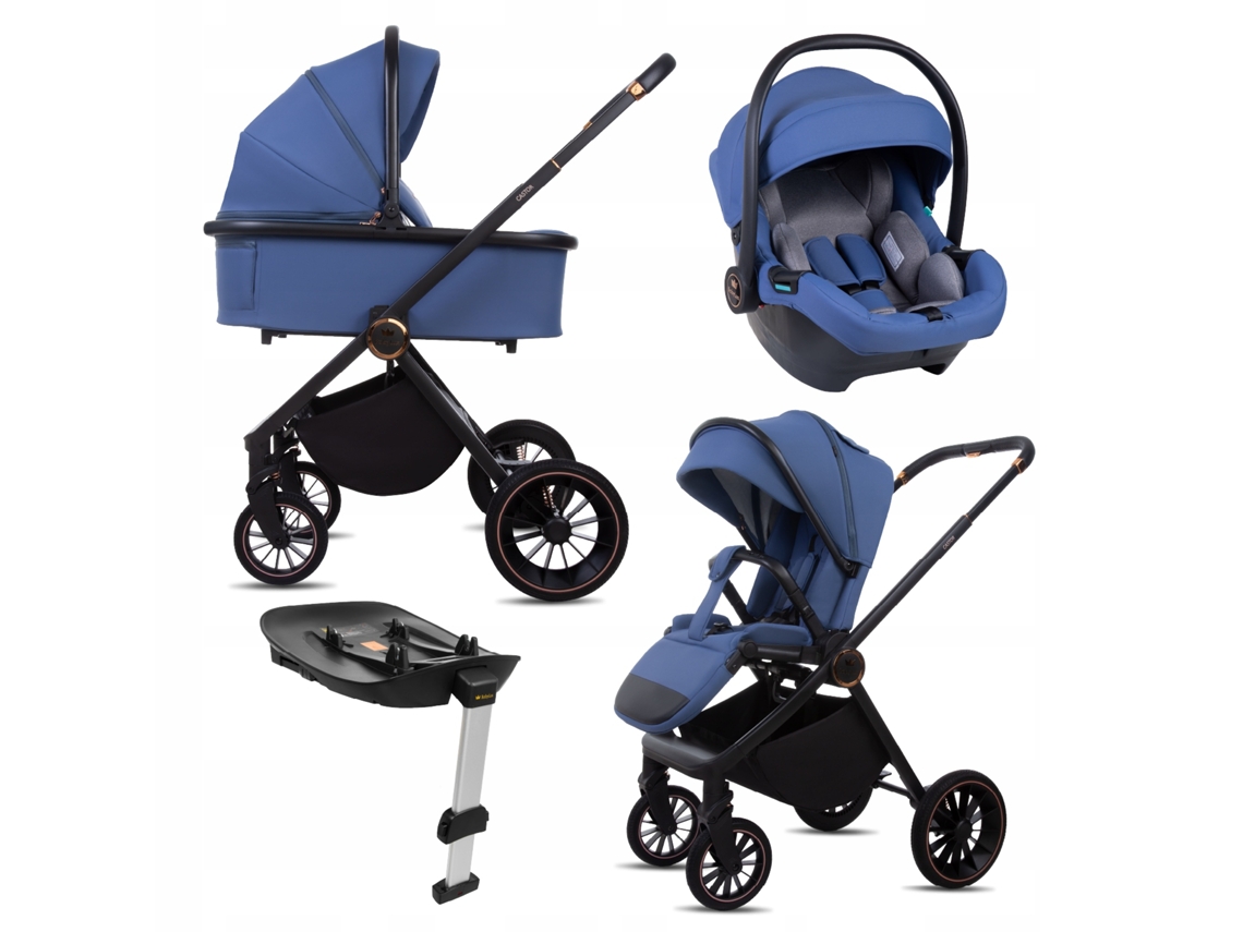 Babylux® Carrinho De Bebé 4em1 Castor, Conjunto De Carrinho Leve E Dobrável Que Inclui Alcofa, Cadeira De Passeio, Porta-bebés, Base Isofix, Bolsa