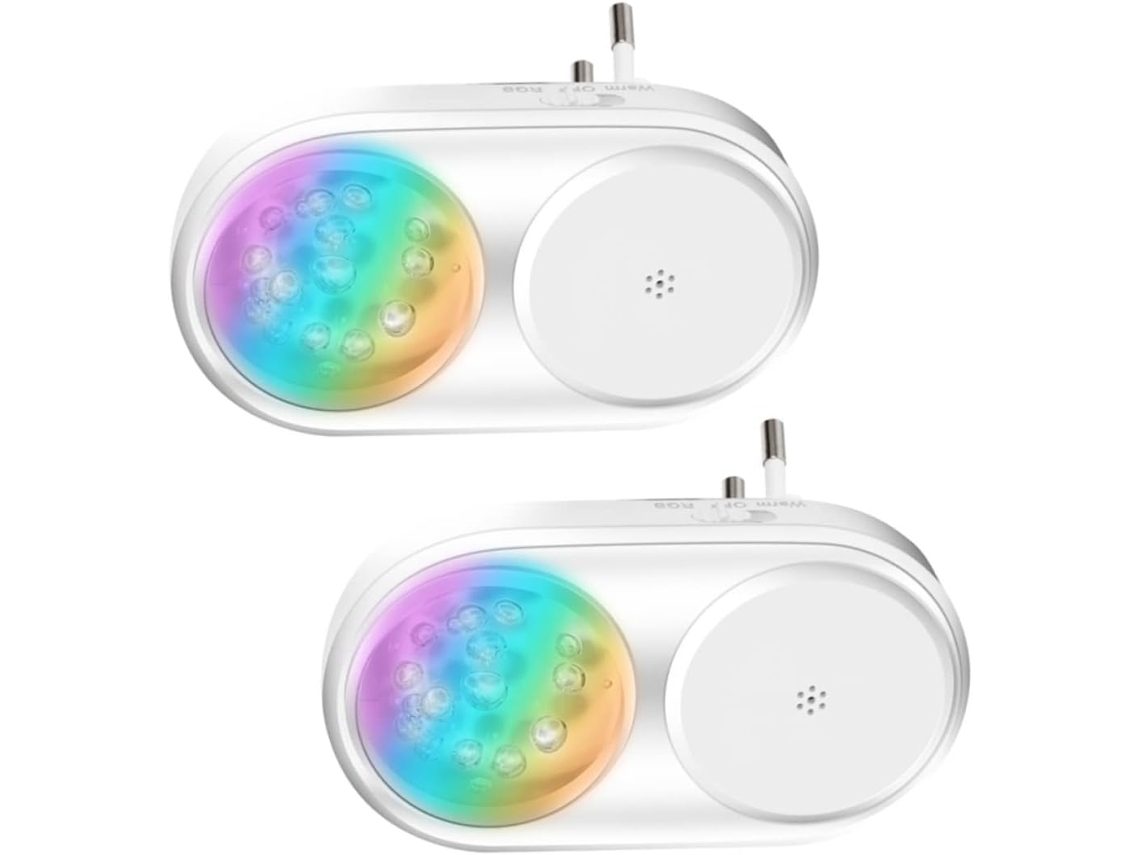 Luminária Noturna Led De 2 Peças Com Sensor De Luz Para Quarto, Banheiro, Escadas E Corredores Modo Gokoco