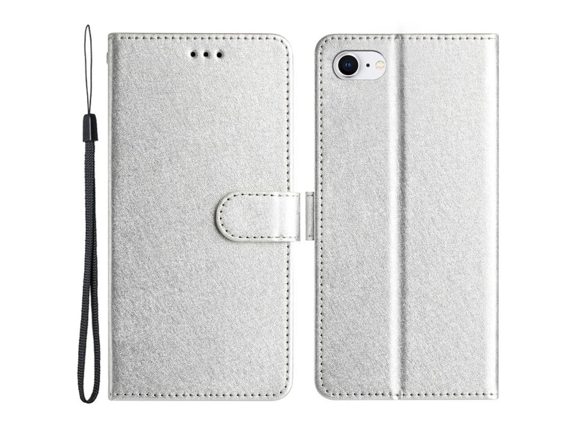 Capa Em Couro Pu Com Suporte E Pega Para Apple Iphone 6 / 6s / 7 / 8 - Prata