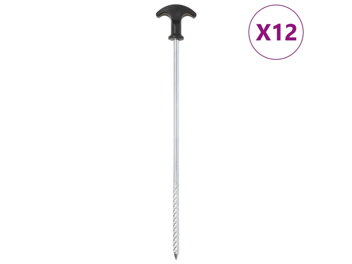 Vidaxl Estacas Para Tenda 12 Pcs 30 Cm Ø7 Mm Aço Galvanizado