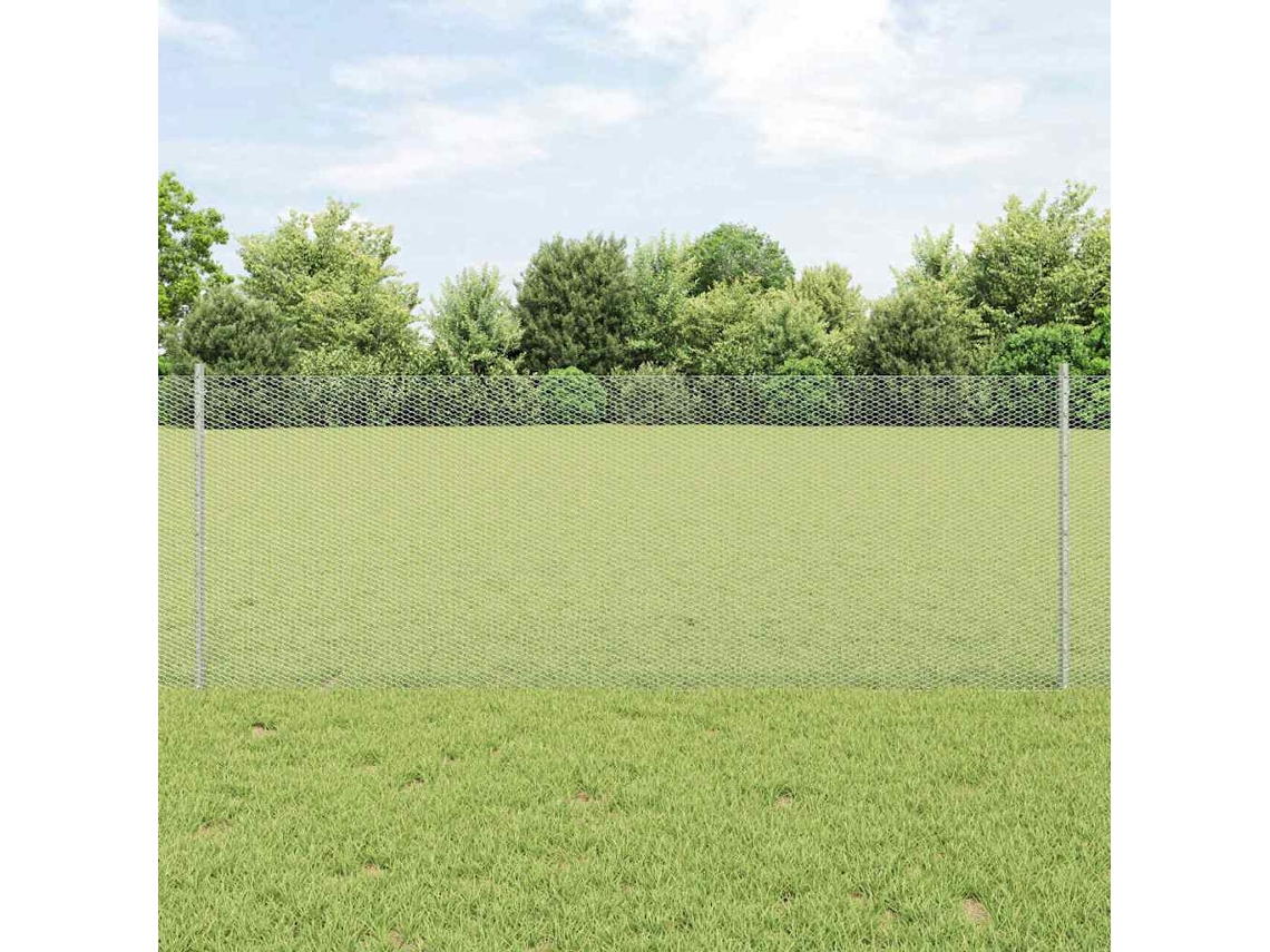 Vidaxl Cerca Hexagonal Com Poste 10 X 0,8 M Aço Galvanizado Prateado