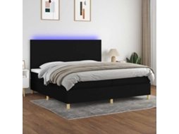 Vidaxl Cama Box Spring C/ Colchão E Led 200x200 Cm Tecido Preto