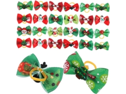 Tehaux 50 Laços De Natal Elásticos Com Pelos Cachorro