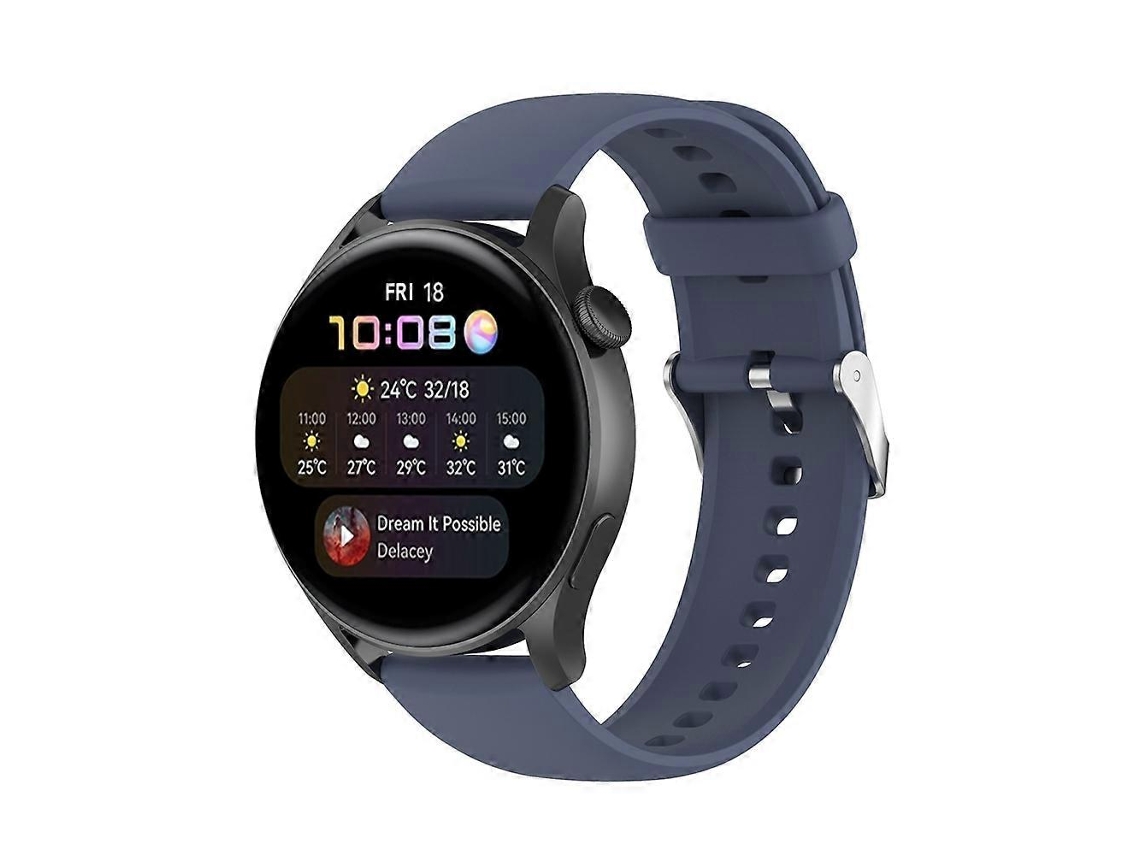 Pulseira De Relógio Em Silicone De Cor Sólida Com Fivela Prateada Em Aço Inoxidável