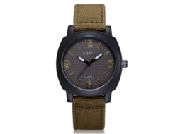 Relógio masculino de quartzo com pulseira de lona, mostrador redondo grande, casual e moderno (verde)