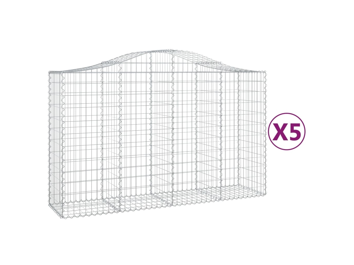 Gabion Basket, Gabion Baskets Vidaxl Prateado Ferro (200 X 50 X 120/140 Cm)