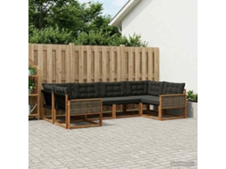Vidaxl Conjunto De Sofás Para Exterior 6 Pcs Natural E Preto