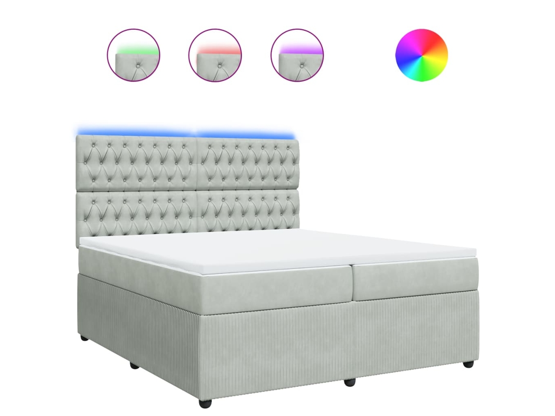 Box Spring Bed, Box Spring Beds Vidaxl Cinzeto Veludo (200 X 200 Cm)