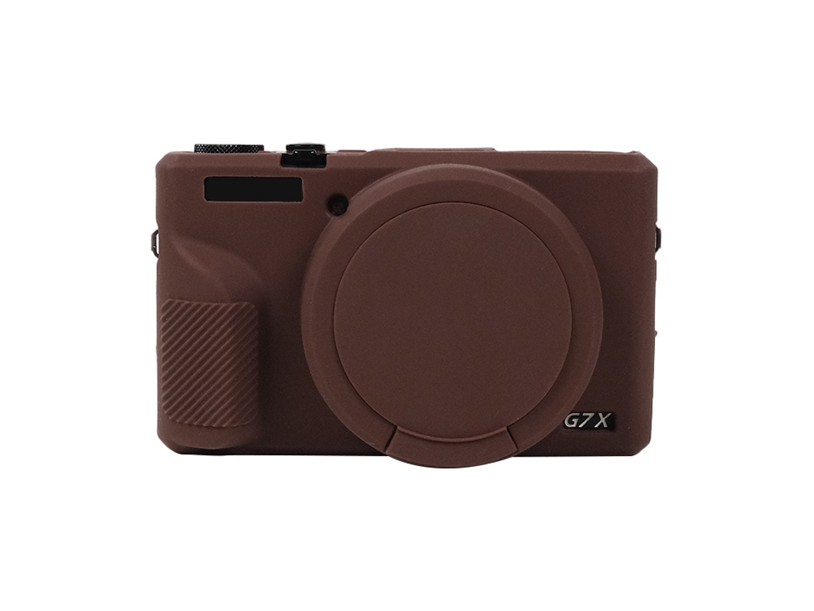 Capa Protetora de Silicone Macio para Canon Powershot G7x Mark Iii / G7x Iii / G7x3 com Tampa de Lente Café XIAOMOYU