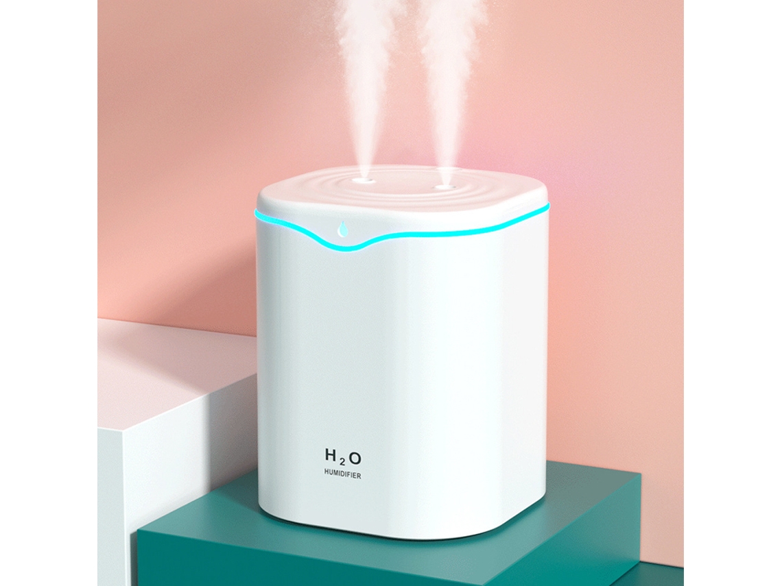 Umidificador Usb Portátil com Dupla Nebulização Silencioso Luz Noturna Névoa Fina Branco | S/MARCA