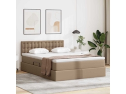 Vidaxl Cama Com Arrumação E Colchão Cappuccino 140 X 200 Cm