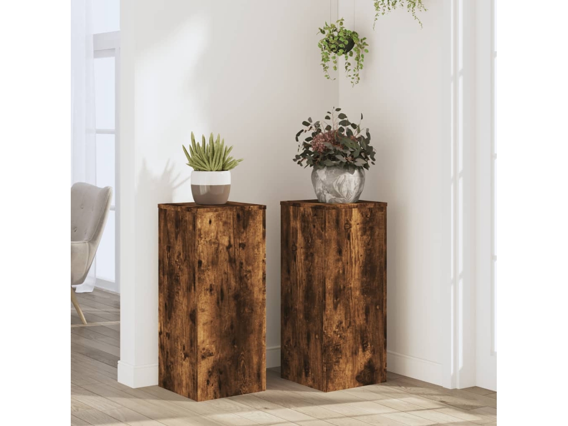 Vidaxl Suportes P/ Plantas 2 Pcs 30x30x70 Cm Derivados De Madeira