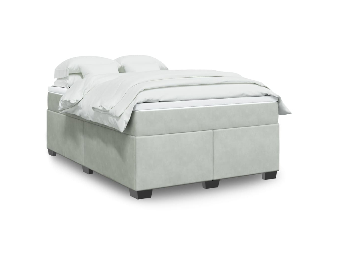 Vidaxl Cama com Molas/colchão 140x200 Cm Veludo Cinzento claro