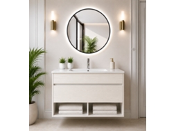 Móvel De Casa De Banho Suspenso Com Lavatório Extraplano Origenbath Nebari Sem Espelho 90x45 Cm Branco Nórdico
