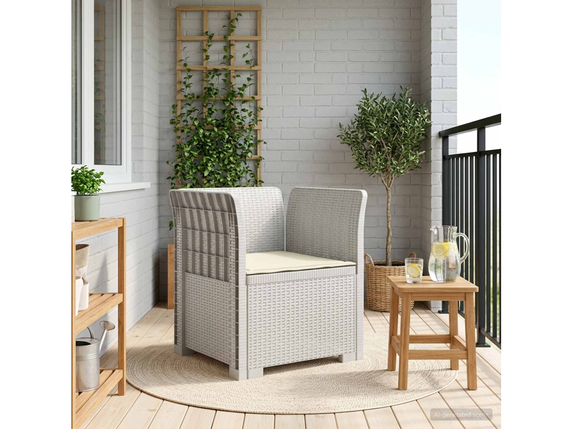 Vidaxl Poltrona 1 Lugar Com Almofada Look Rattan Pp Branco
