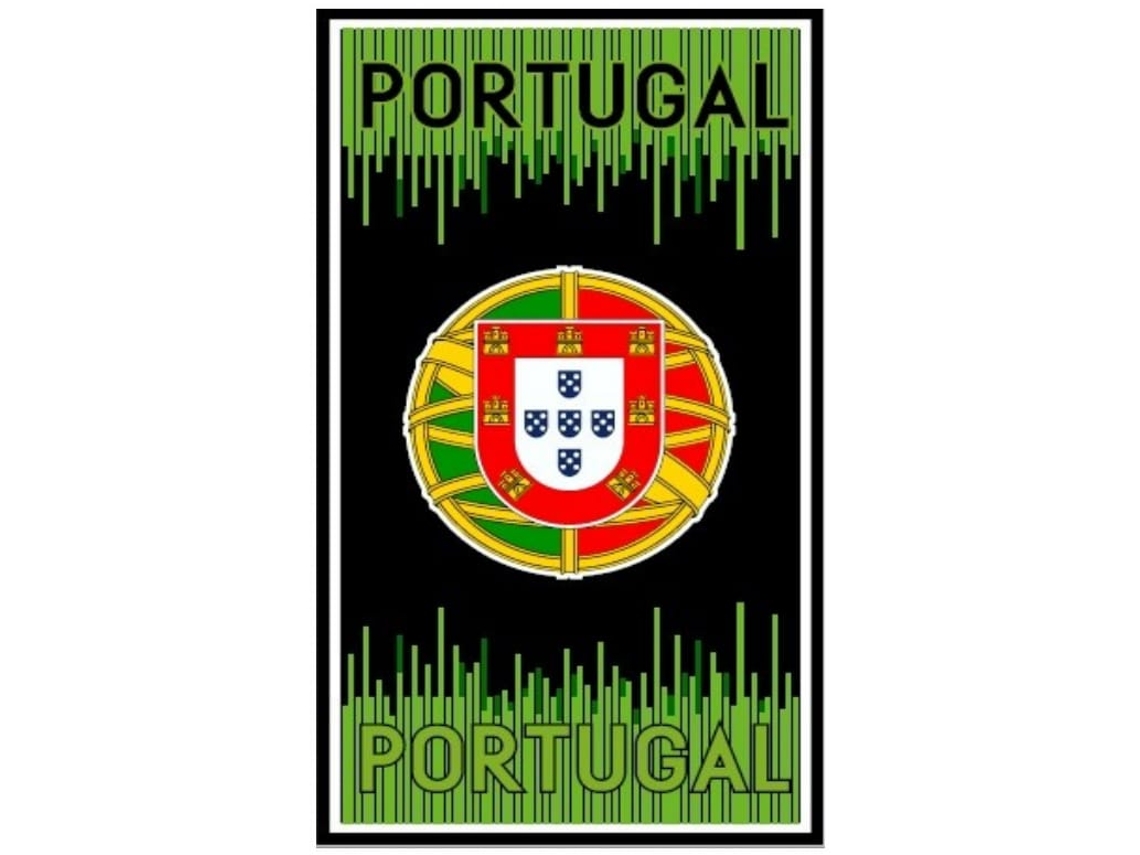 Toalha De Praia Microfibra Escudo Portugal Preta E Verde