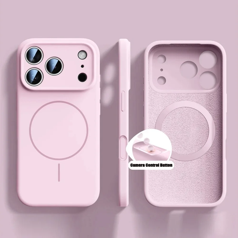 Capa Protetora Magnética De Silicone Líquido Para Iphone (rosa, Iphone 12), Capa Macia Original.