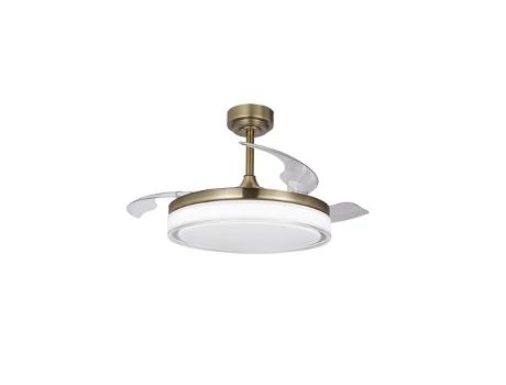 Ventilador Led Com Pás Retráteis Aneto Couro 72w 7920lm Cct Cristalrecord