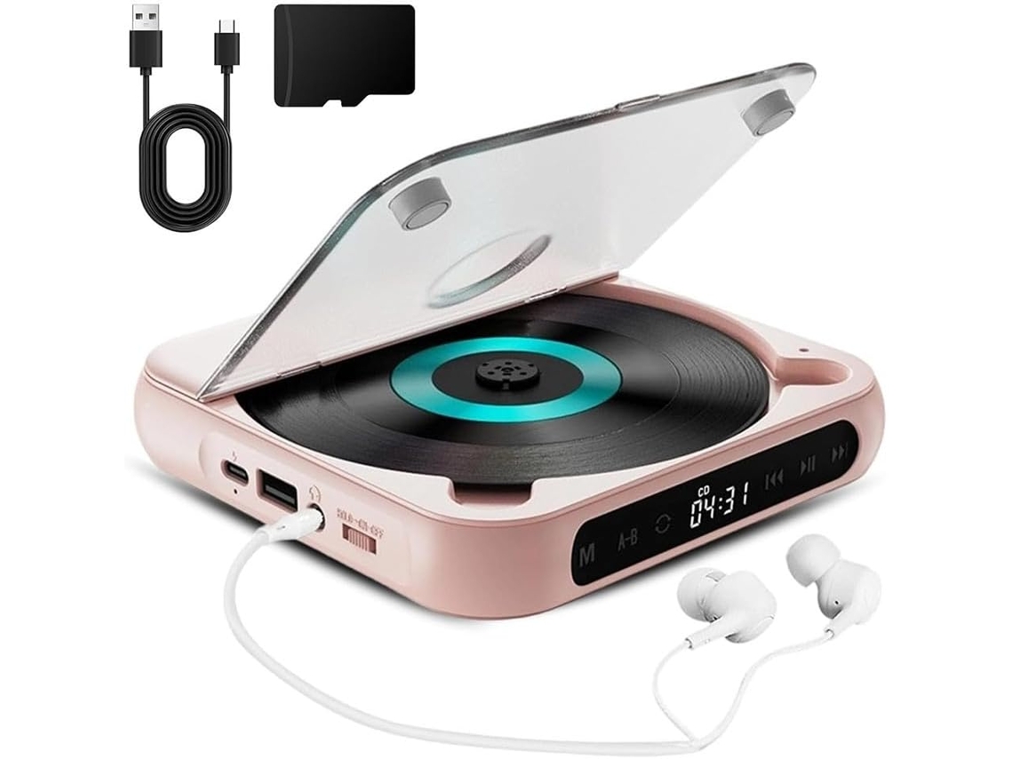 Leitor Cd Portátil Hifi Recarregável Compátivel Com Áudio Sem Fio E Com Para Uso Doméstico E Em Viagens
