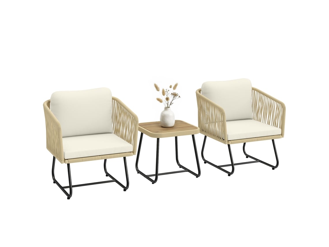 Conjunto de jardim em rattan: sofá 2 lugares, sofá de canto, mesa central com tampo de vidro, azul QINGYU TECH