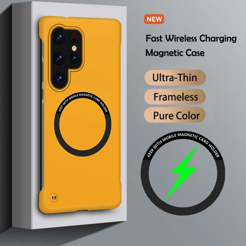 (amarelo, Galaxy S25) Capa Magnética Para Celular Sem Moldura, Design Ultrafino Em Cor Sólida, Compatível Com Magsafe.