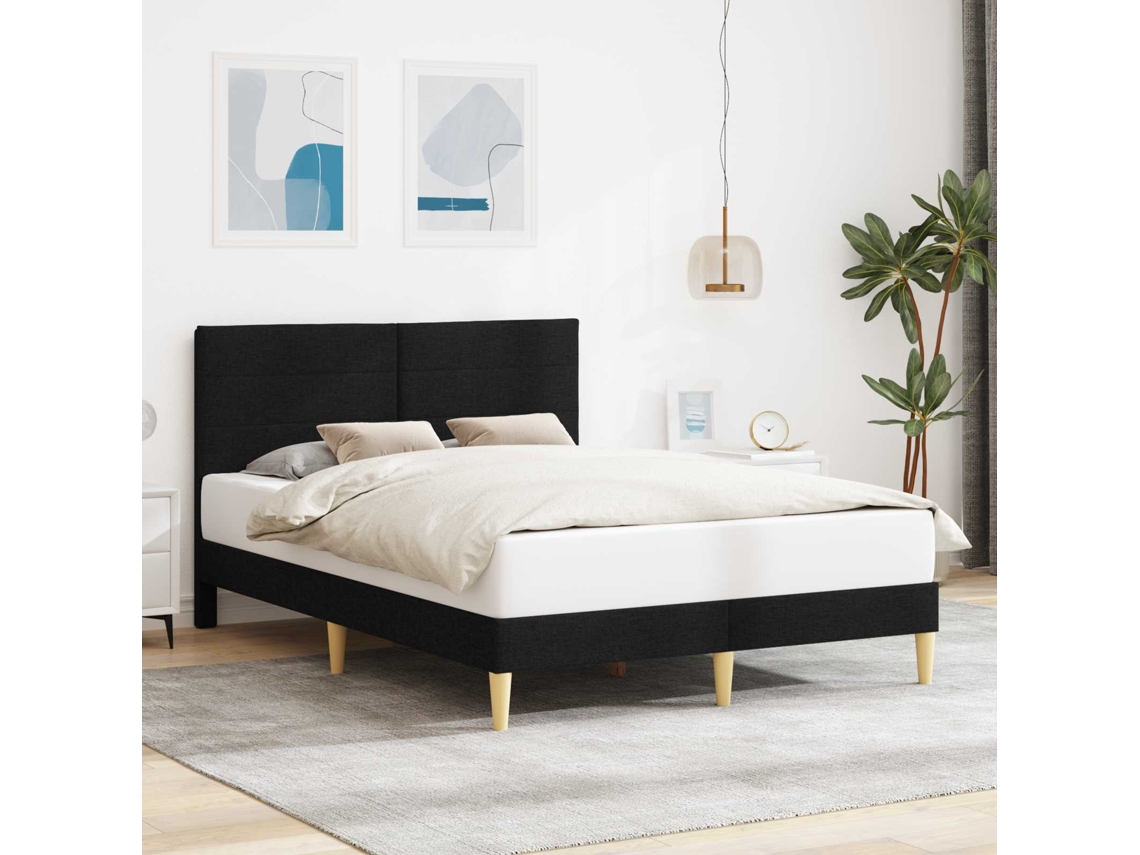 Vidaxl Estrutura Da Cama Com Cabeceira Preto 140 X 200 Cm Tecido