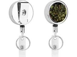 Porta Crachás Retrátil Em Metal Com Formato De Cacto Verde, Clipes Resistentes Crachás, Chaveiro, Porta Cartões De