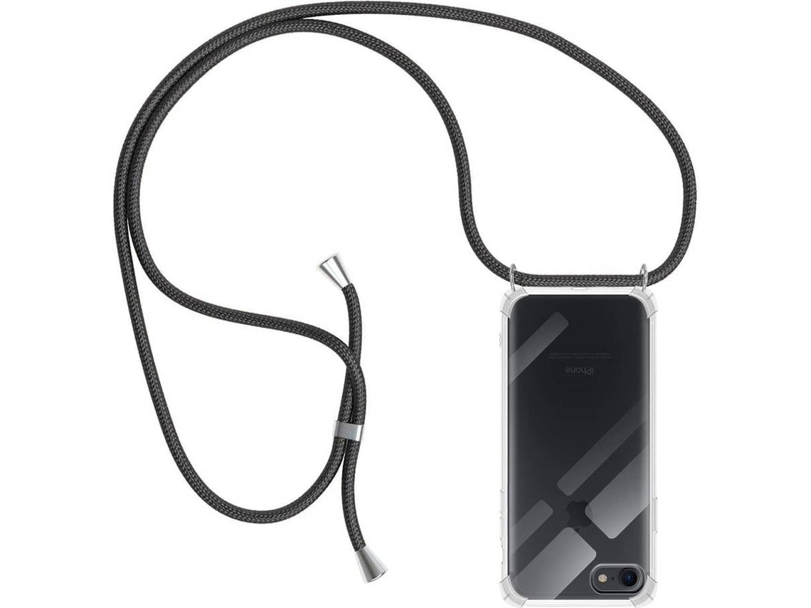 Capa iPhone 7 HONGWE. Com corda Transparente, Preto