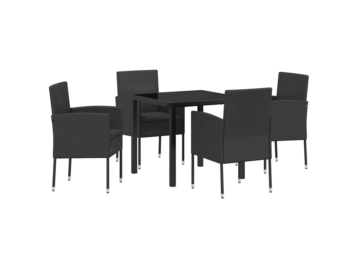 Conjunto 5 Conjunto De Jardim Vidaxl Preto Vime Pe (80 X 80 X 73 Cm)