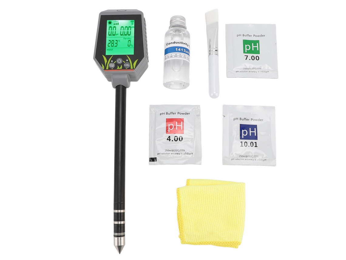 Medidor de Ph do Solo 6 em 1 com Ce, Luz, Fertilidade, Umidade, Temp S/MARCA