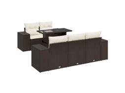 Conjunto de 6 Sofás Jardim com Almofadões Vime Pe Castanho MAISON EXCLUSIVE (80x200 cm)