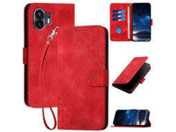 Capa De Couro Com Estampa De Borboleta Em Relevo Yx0080 Com Cordão Para Nothing Phone 2