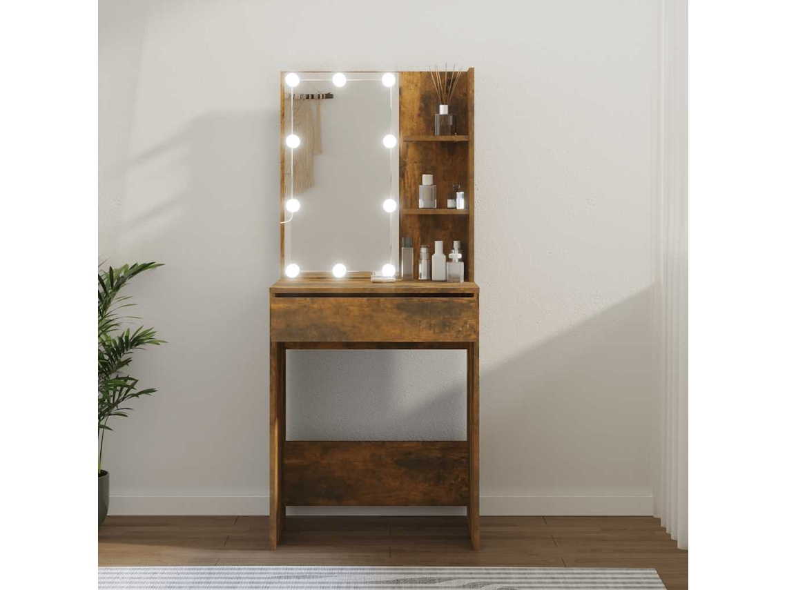 Vidaxl Toucador Com Leds 60x40x140 Cm Cor Carvalho Fumado