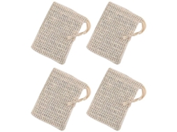 4pcs Saco de Esponja para Sabonete Exfoliante para Banho e Ducha com Armazenamento
