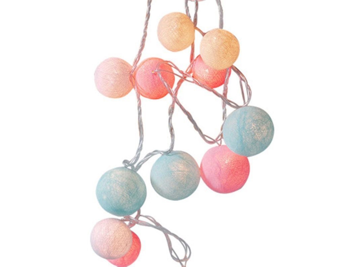 Luzes De Fio Com Bolas De Led 300cm Linha De Algodão Fácil Instalação Para Casamento Festivais 3m 20 Luces Rosa