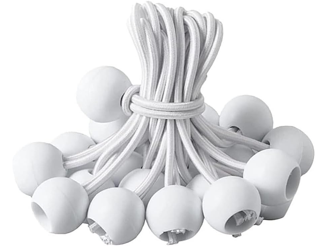 Cordas Elásticas Com Bola, 25 Unidades, Branco, Elástica