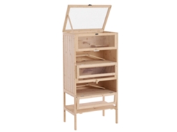Gaiola de Madeira Maciça para Hamster com Teto Retrátil, 4 Prateleiras Interligadas e Rampas, 60 X 40 X 120 Cm E TOWN COMMERCE GMBH