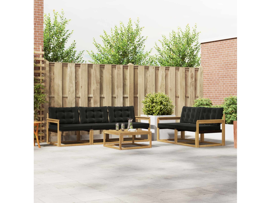 Vidaxl Conjunto De Sofás Para Exterior 6 Unid. Branco E Preto