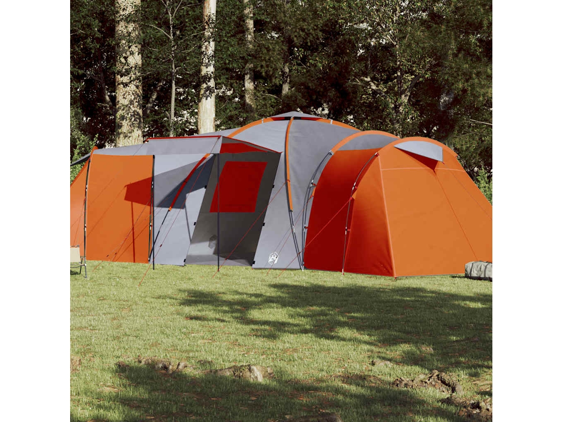 Vidaxl Tenda Familiar Cúpula Para 12 Pessoas Impermeável Cinza/laranja
