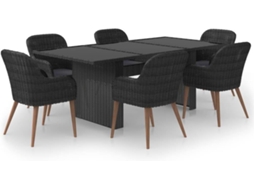 Dining Set, Dining Sets Vidaxl Preto Rattan / Vime (n/a)