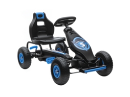 Kart com Pedal para Crianças de 5 a 12 Anos com Banco Ajustável e Rodas Infláveis. Azul Ge